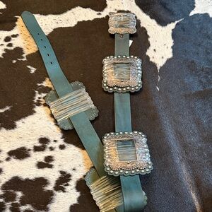 L&B concho belt green size large NWT